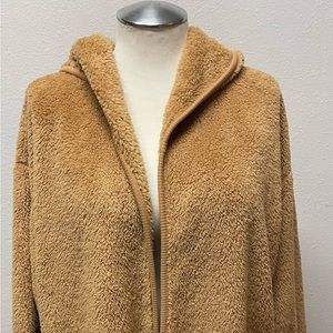 KOOLABURRA BY UGG WOMENS TEDDY BEAR CARDIGAN JACKET HOODIE LARGE BROWN SHERPA XL
